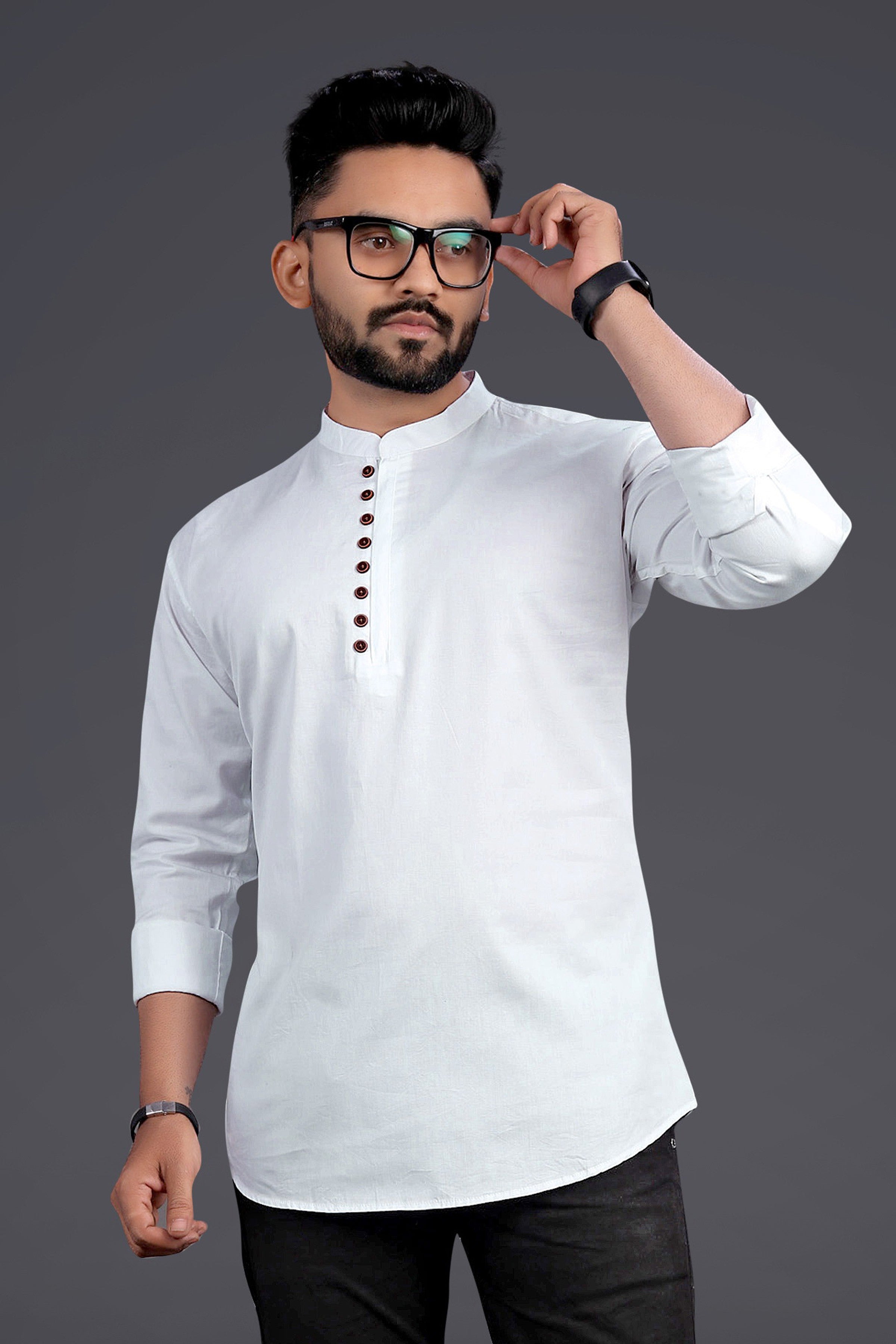 Mandarin Collar Shirt with Full Sleeves