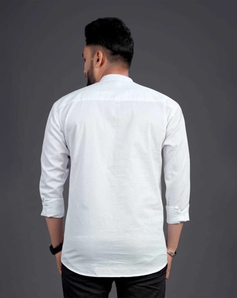 Mandarin Collar Shirt with Full Sleeves