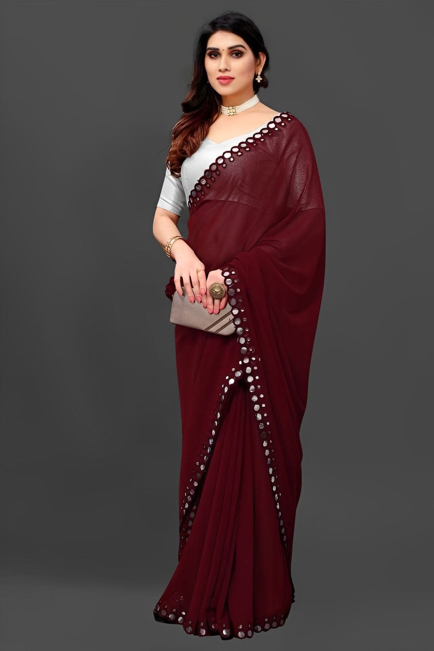 Banarasi Georgette Saree With Annam, Elephant Buttas