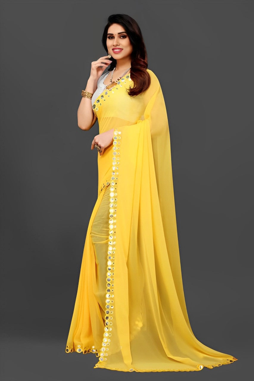 Banarasi Georgette Saree With Annam, Elephant Buttas