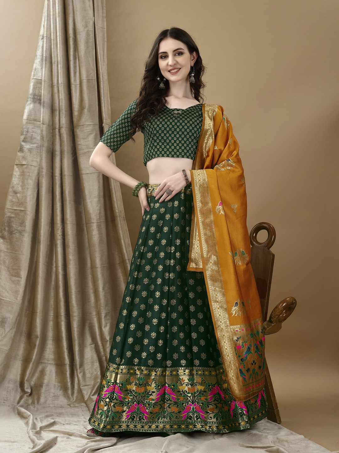 Art Silk Straight Kurta Lehenga Suit Set