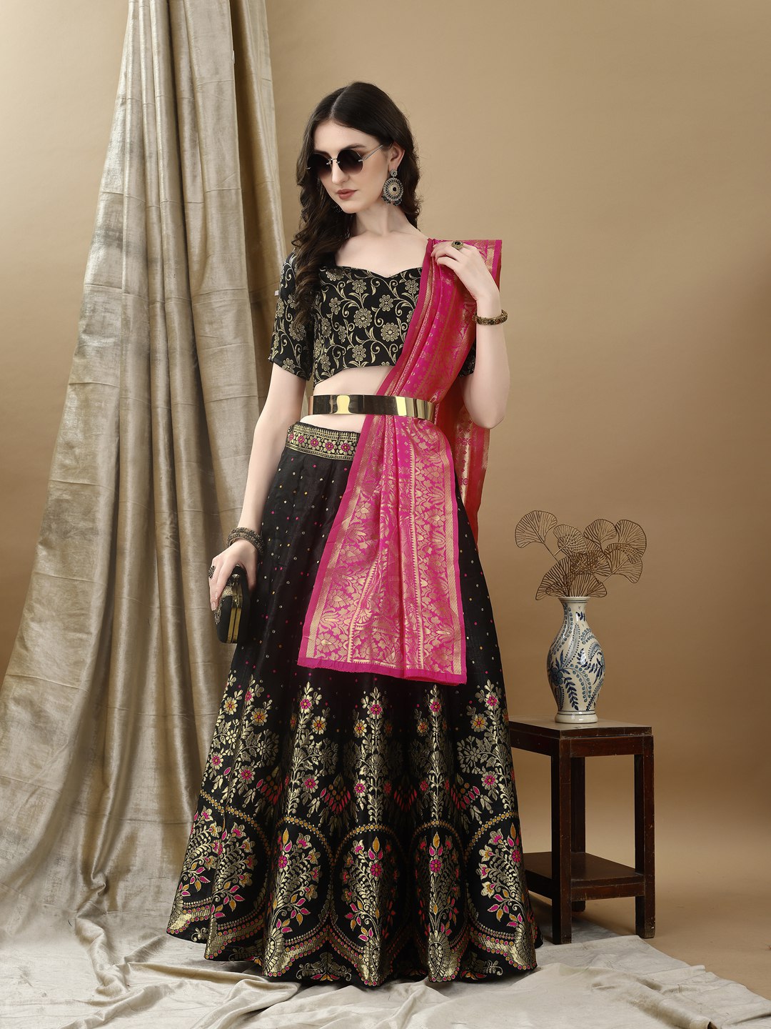 Art Silk Straight Kurta Lehenga Suit Set