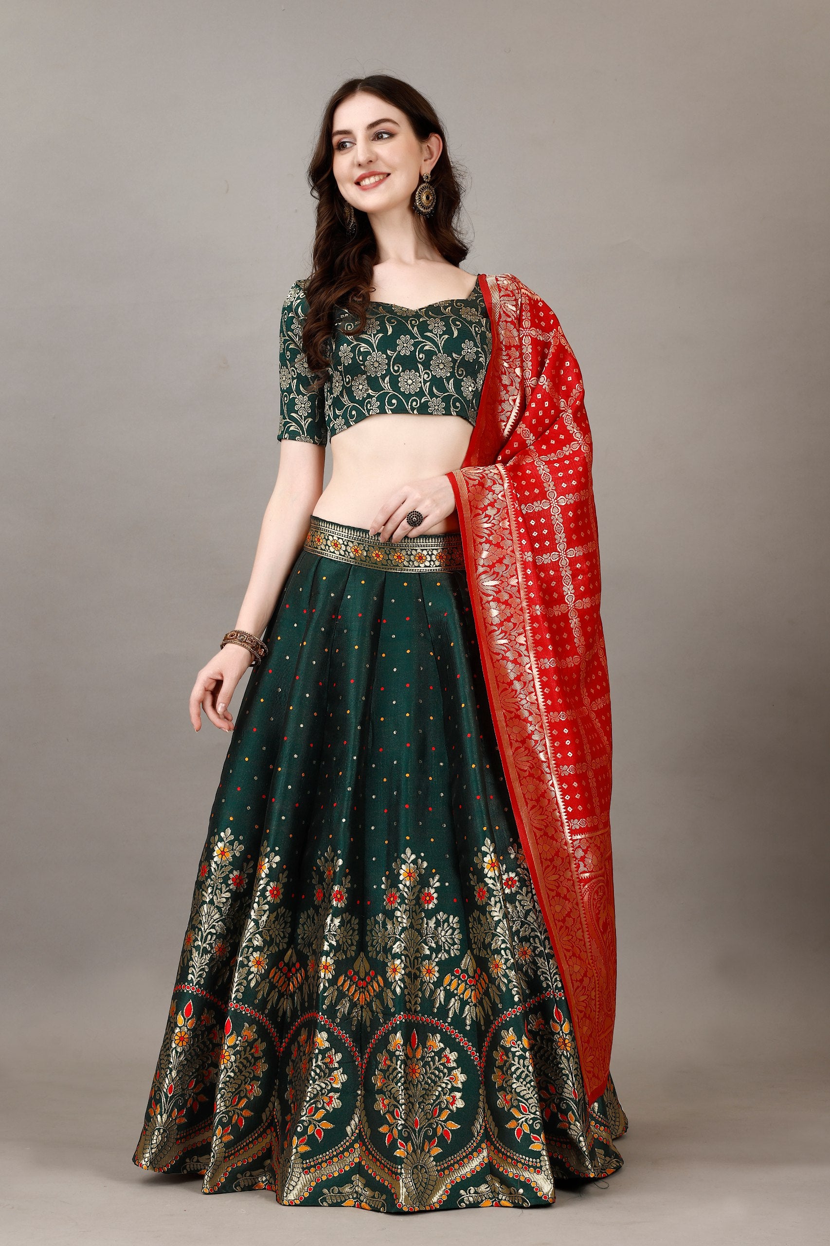 Art Silk Straight Kurta Lehenga Suit Set