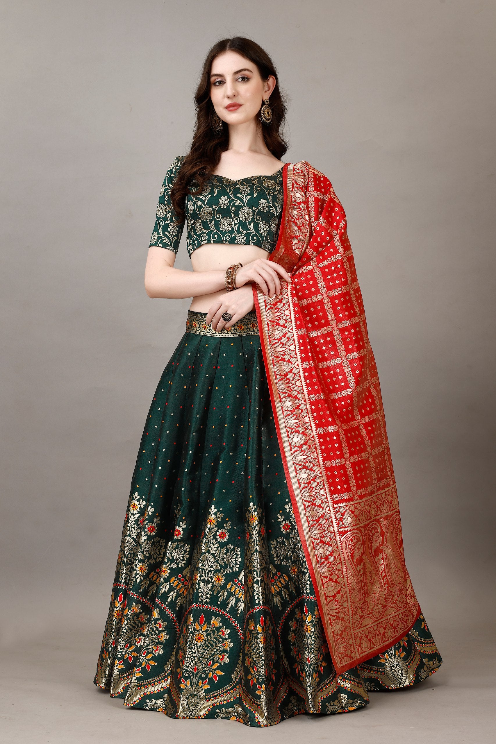 Art Silk Straight Kurta Lehenga Suit Set