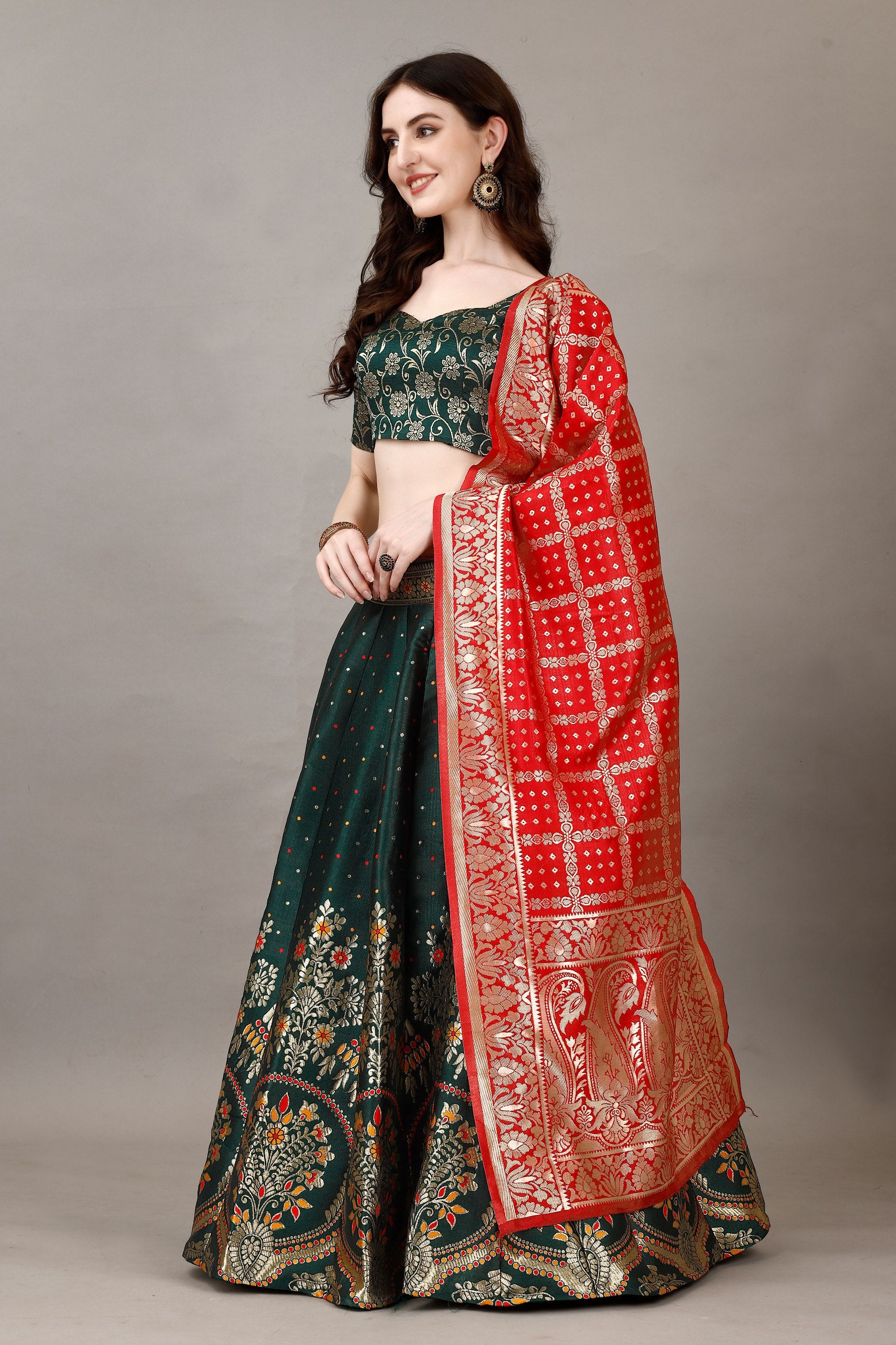 Art Silk Straight Kurta Lehenga Suit Set