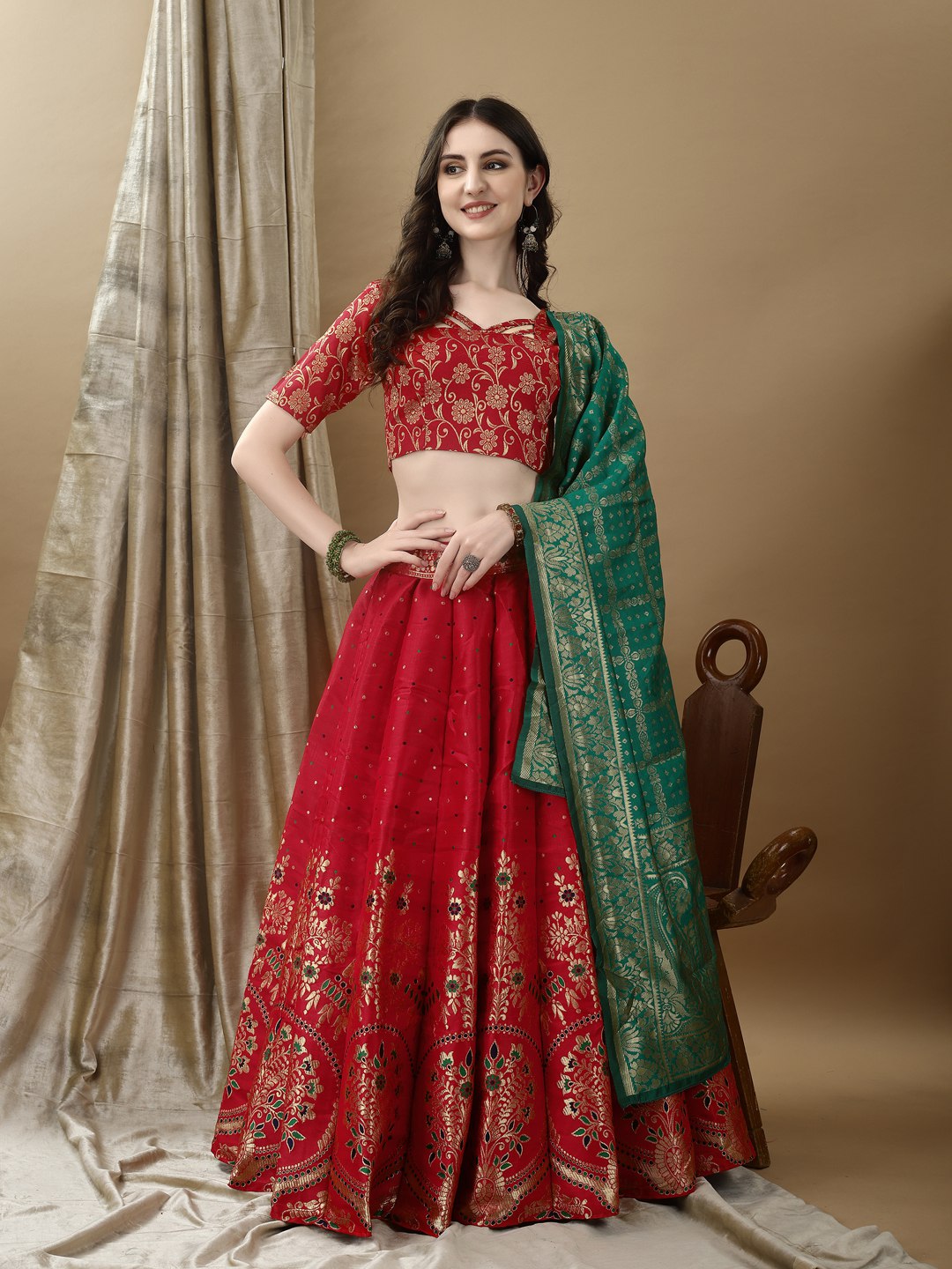 Art Silk Straight Kurta Lehenga Suit Set