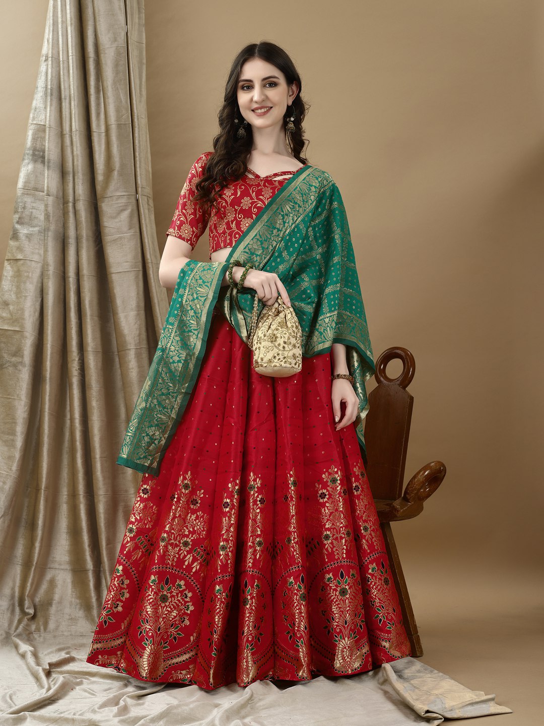 Art Silk Straight Kurta Lehenga Suit Set