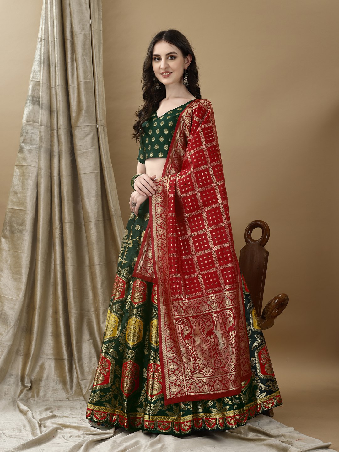 Art Silk Straight Kurta Lehenga Suit Set