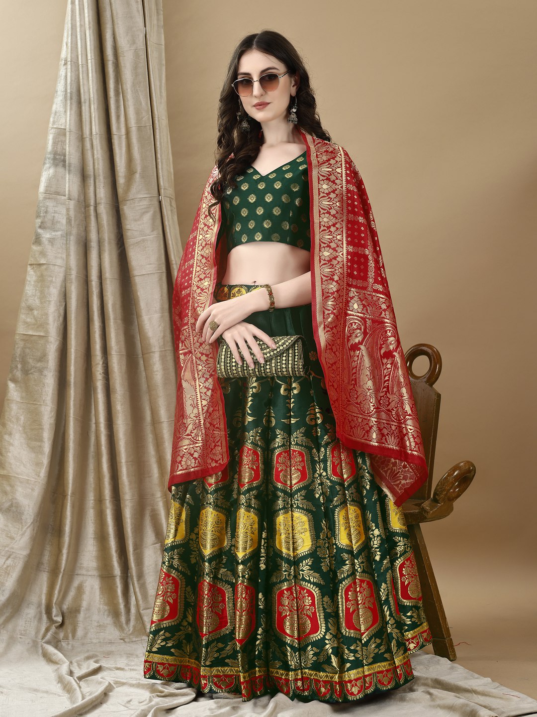 Art Silk Straight Kurta Lehenga Suit Set