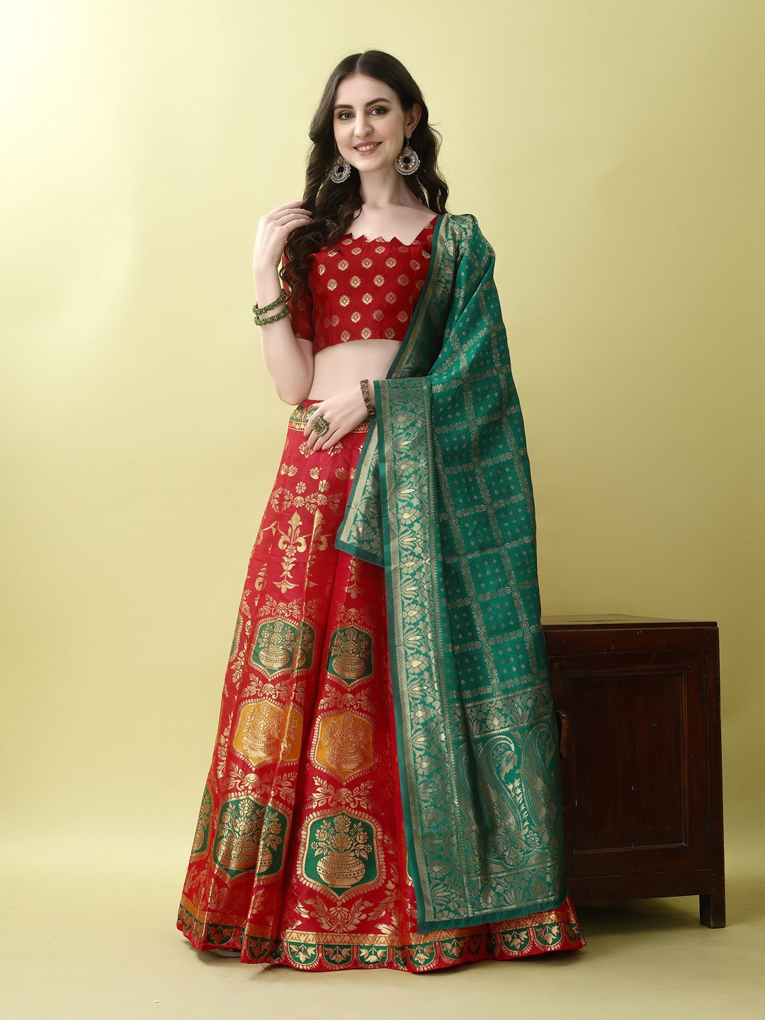 Art Silk Straight Kurta Lehenga Suit Set