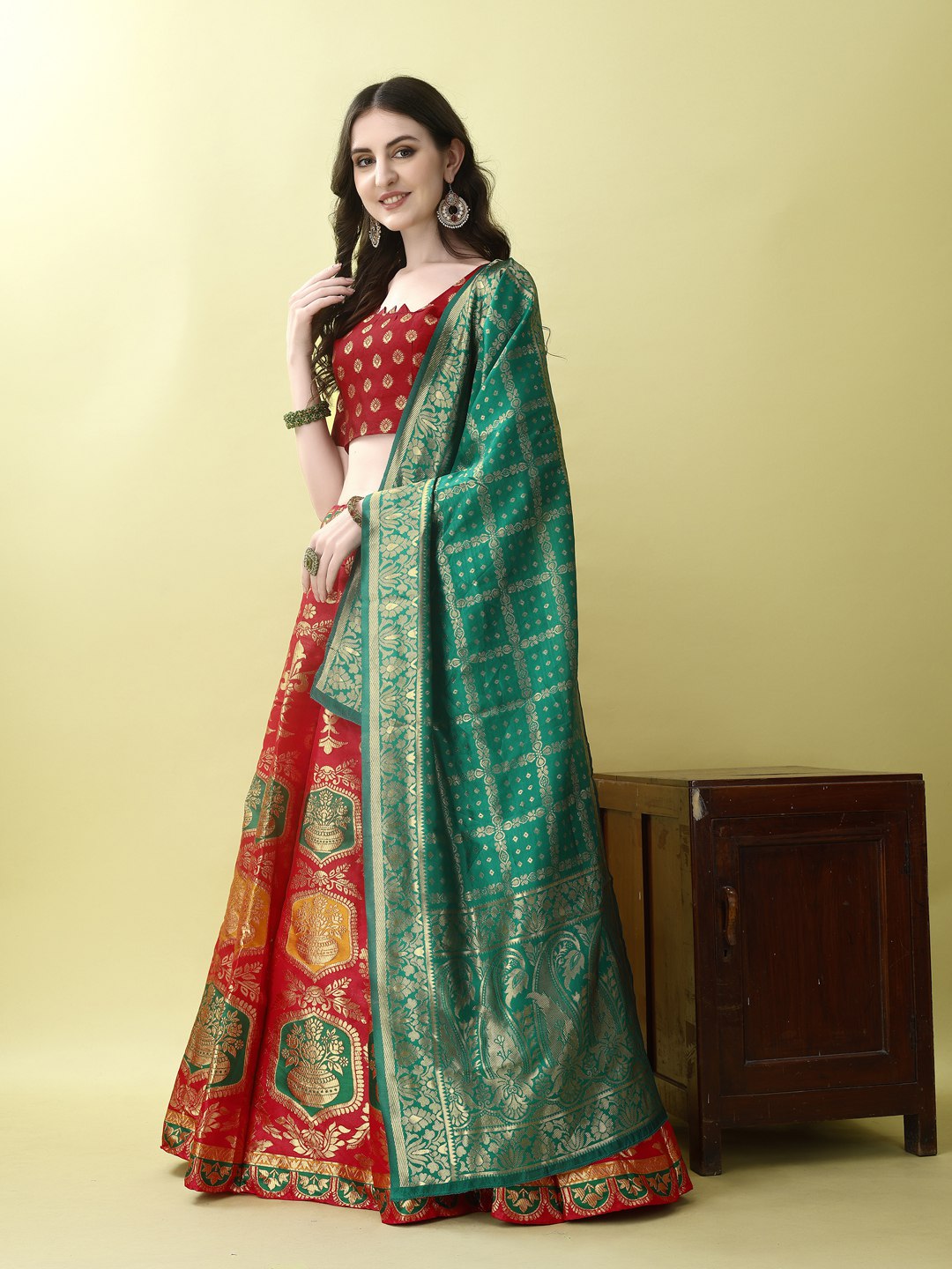 Art Silk Straight Kurta Lehenga Suit Set