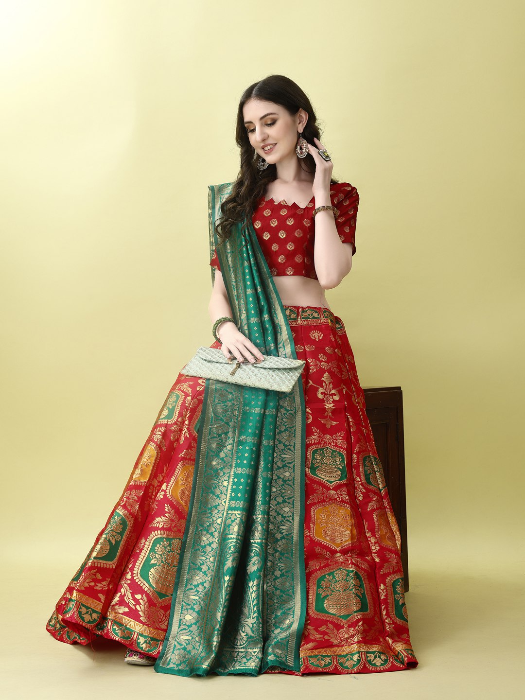 Art Silk Straight Kurta Lehenga Suit Set