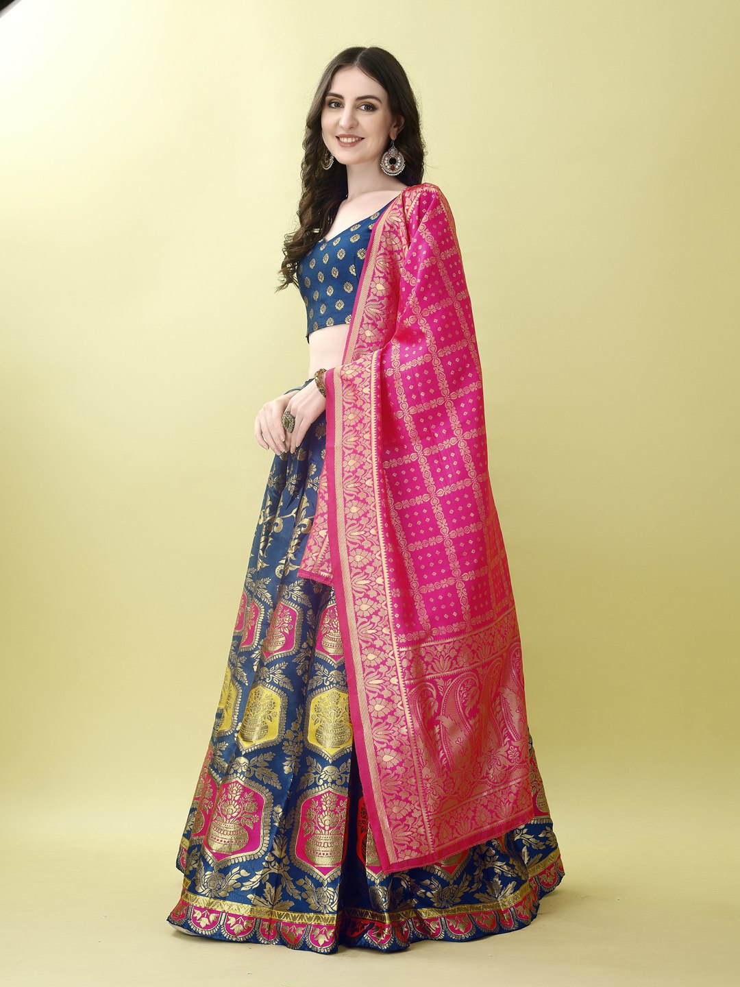 Art Silk Straight Kurta Lehenga Suit Set