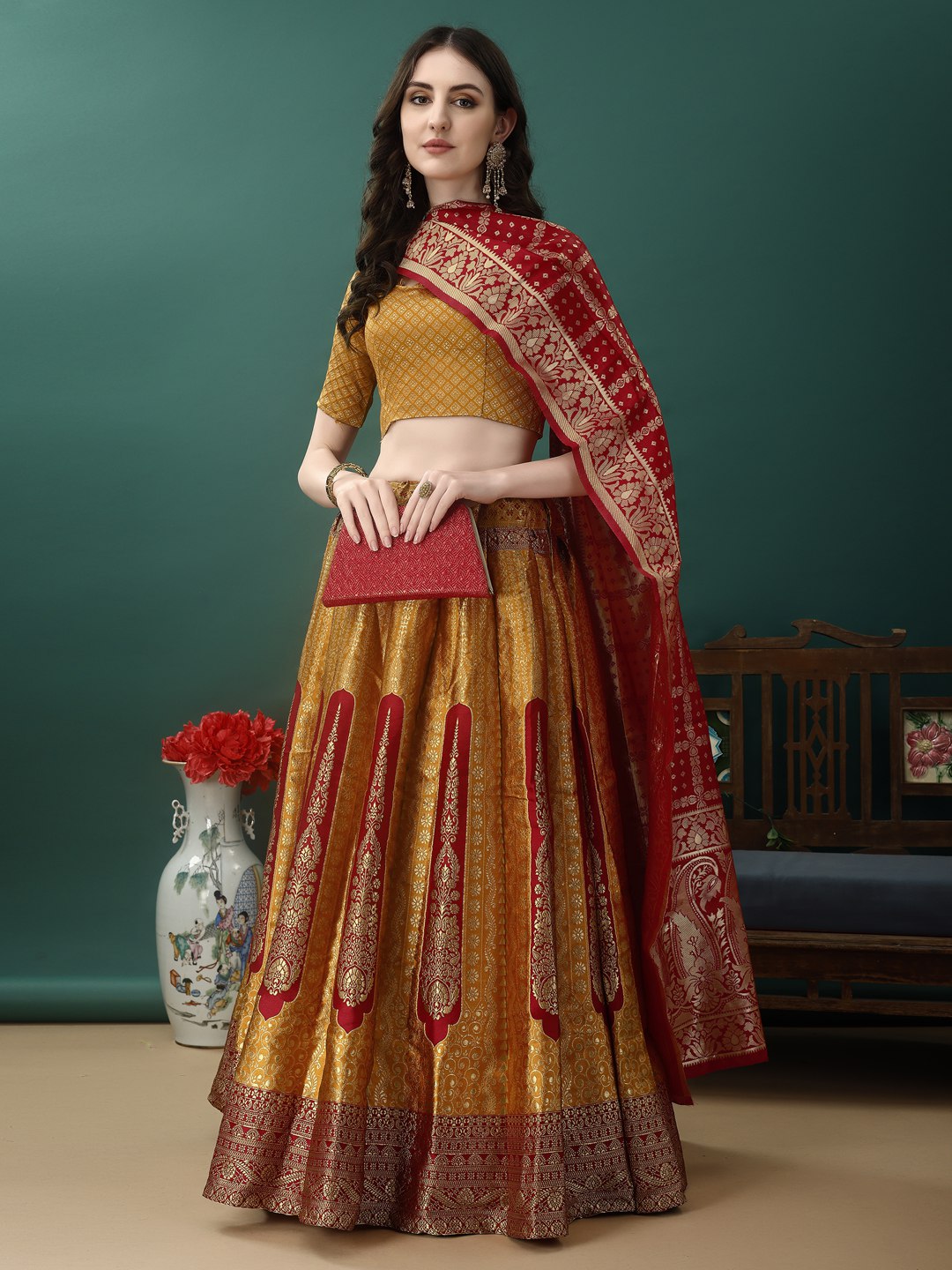 Art Silk Straight Kurta Lehenga Suit Set