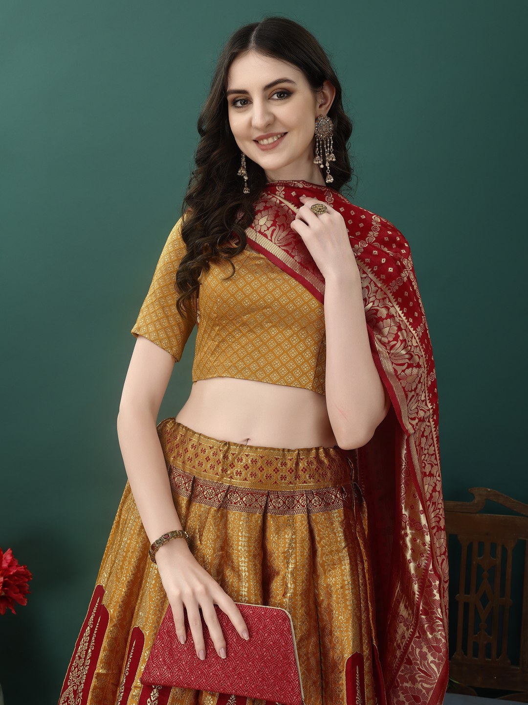 Art Silk Straight Kurta Lehenga Suit Set