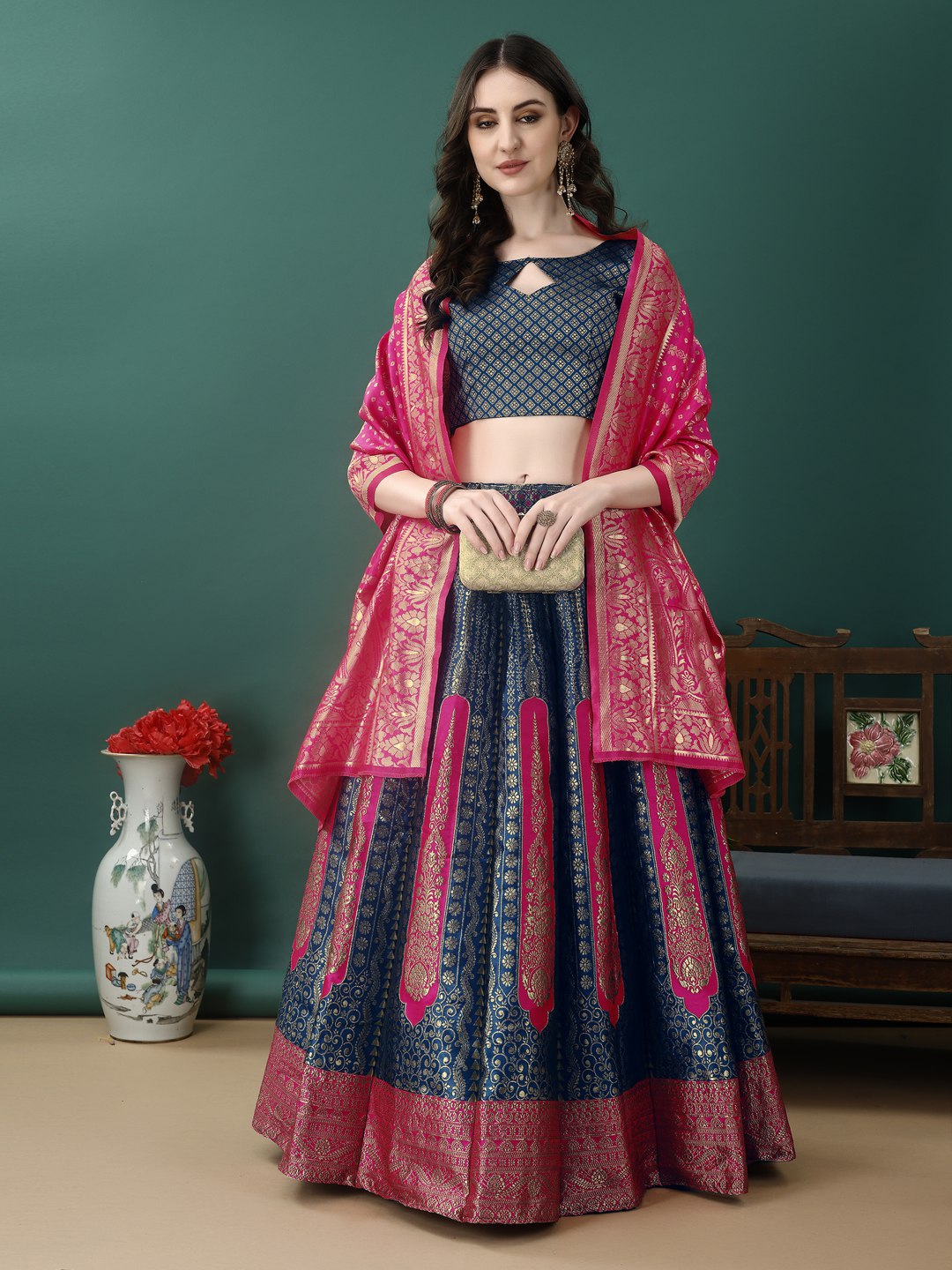 Art Silk Straight Kurta Lehenga Suit Set