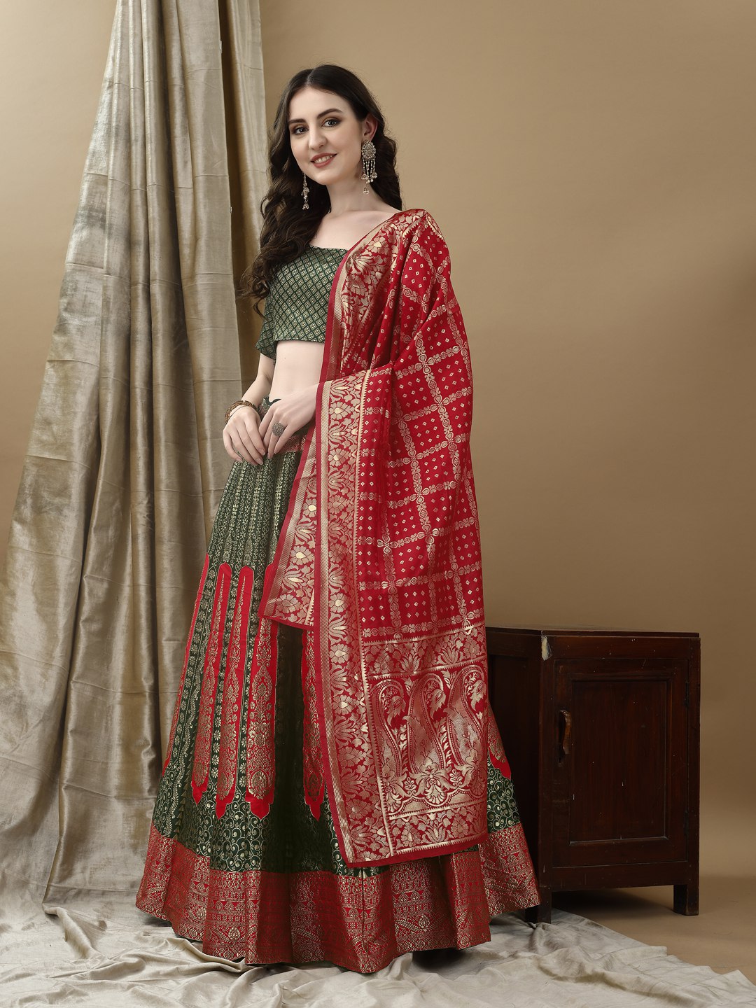 Art Silk Straight Kurta Lehenga Suit Set