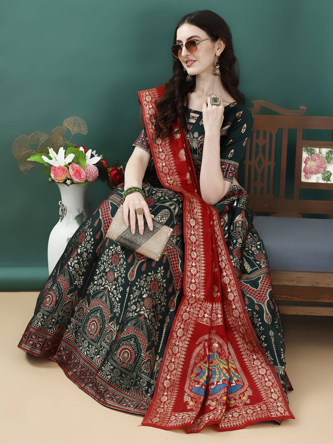 Art Silk Straight Lehenga Suit Set