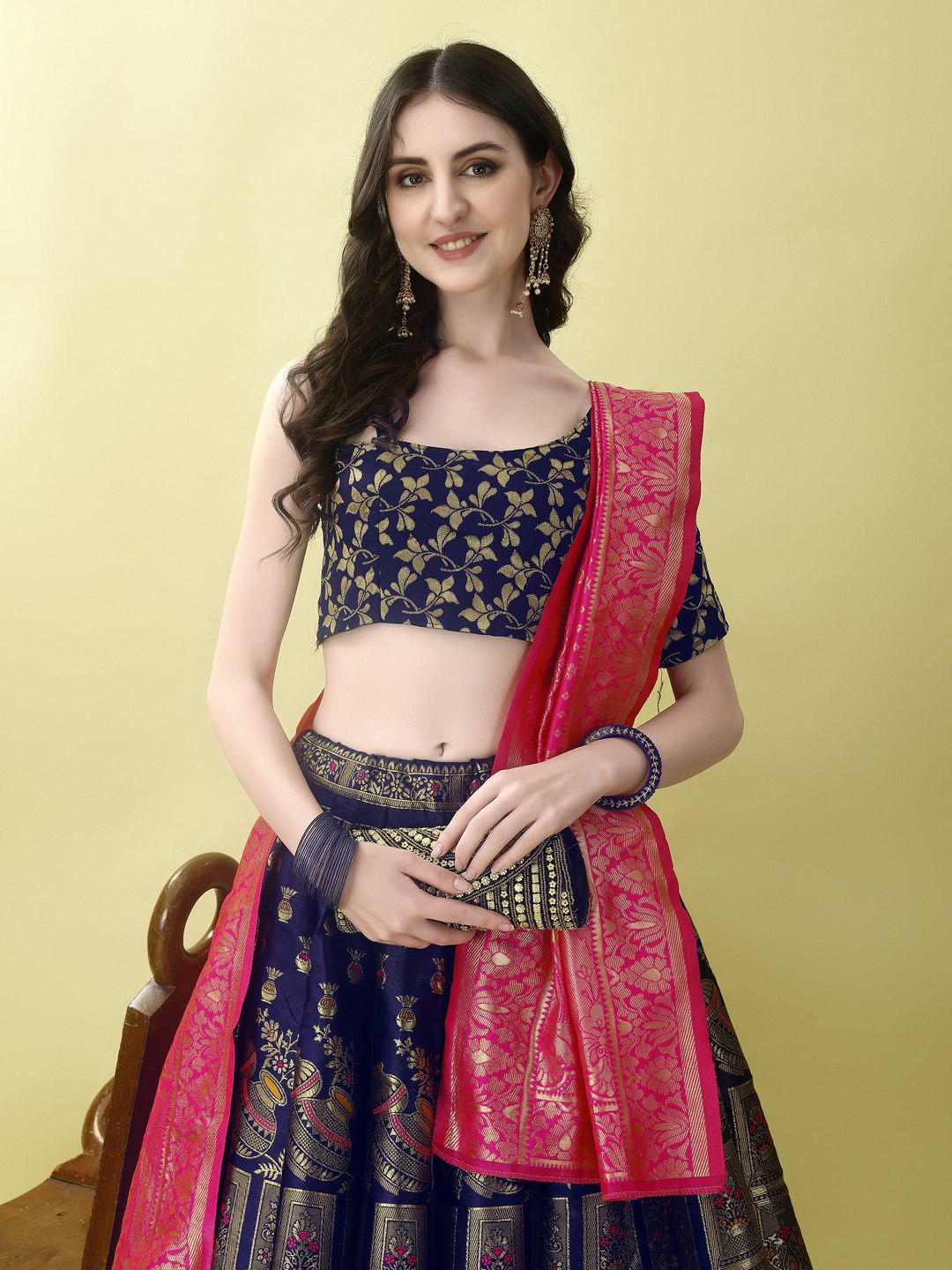 Art Silk Straight Lehenga Suit Set