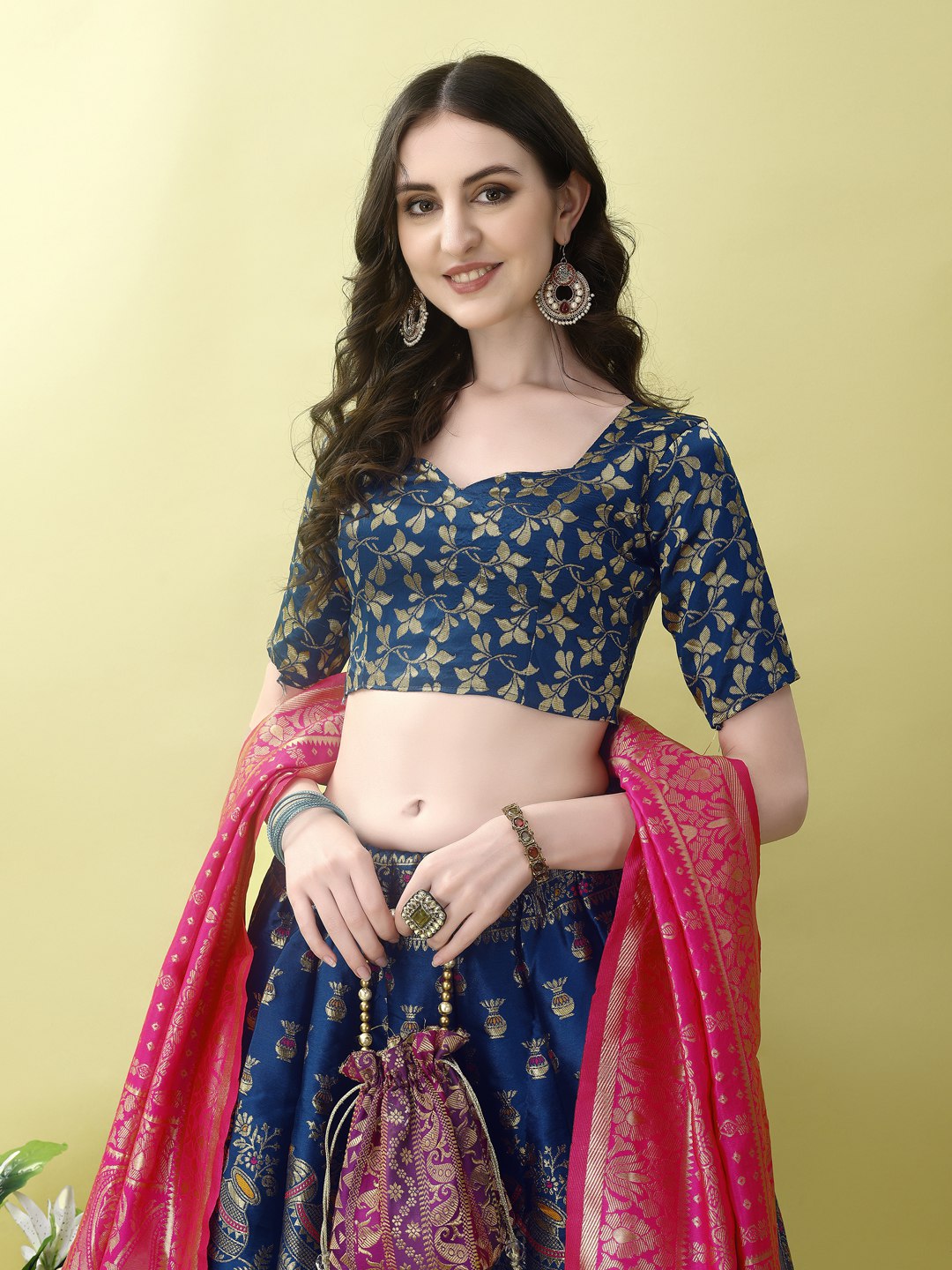 Art Silk Straight Lehenga Suit Set